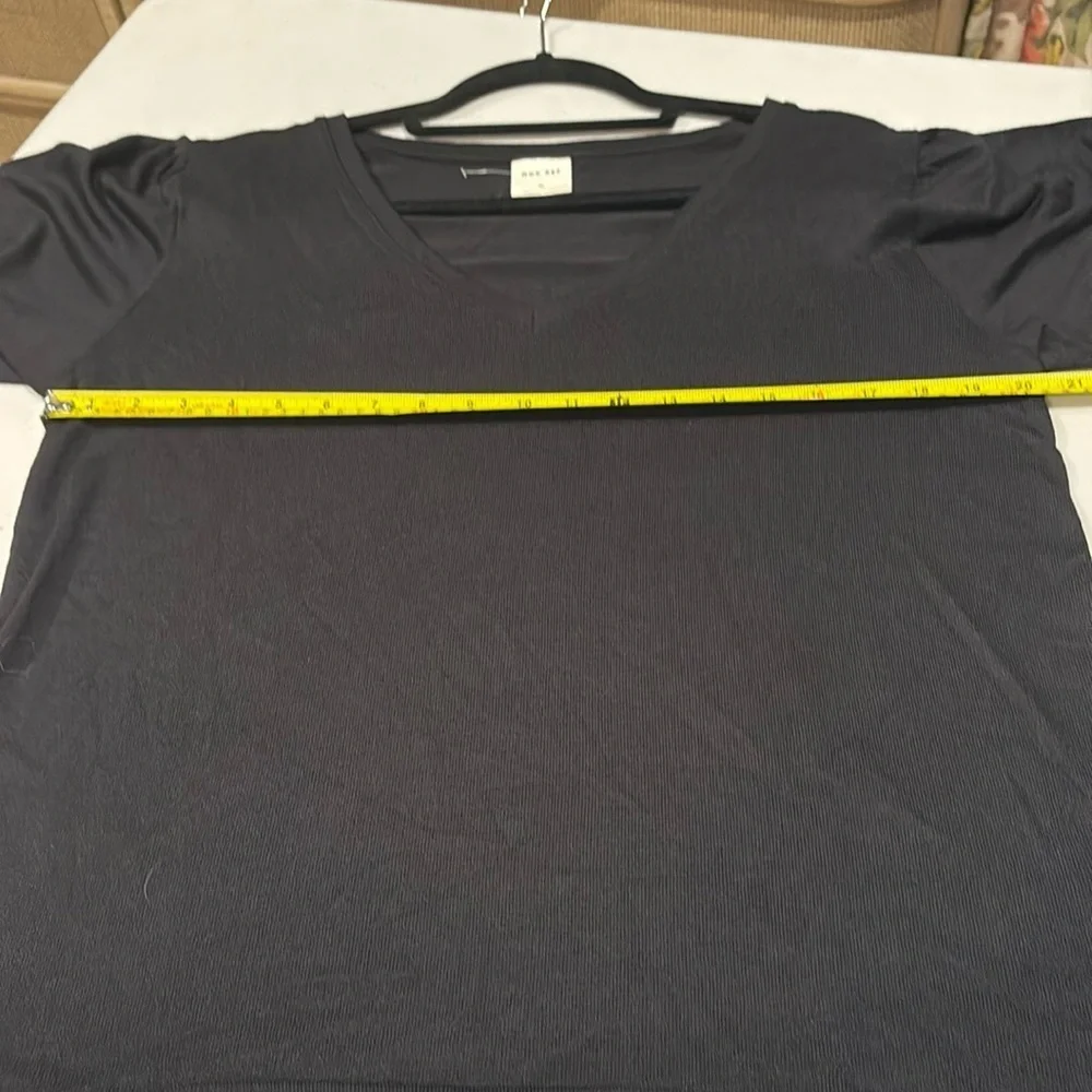 Mod Ref - Women's V-Neck Puff Sleeve Shirts. Size XL. Light Blue and black. NWT - Picture 10 of 11